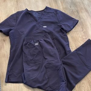 Purple FIGS scrubs, size L